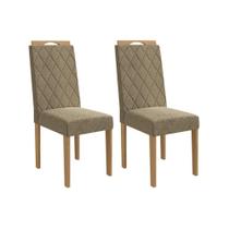 Cadeira Sala de Jantar Camélia Kit 2 Un Carvalho/Boucle Bege Fendi - Kappesberg