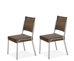 Cadeira Sala De Jantar Cromado Rainha Aço Assento Almofadado -Junco- 2 Unidades Cadeira Sala De Jantar Cromado Rainha Aço Assento Almofadado -Junco- 2 Unidades
