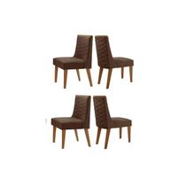 Cadeira Sala de Jantar Dafne Kit 4 Un Madeira Capuccino/Suede Marrom - Rufato