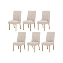 Cadeira Sala de Jantar Eloá Kit 6 Un Nature/Veludo Light Linho - Henn