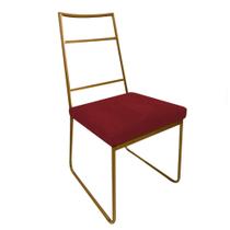 Cadeira Sala de Jantar Escritório Office Stark Industrial Ferro Dourado material sintético Vermelho - Ahz Móveis