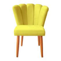 Cadeira Sala de Jantar Estofada Pétala Suede Amarelo - Twdecora