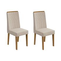 Cadeira Sala de Jantar Exclusive Kit 2 Un Rovere/Amêndoa/Linho Rinzai Bege - Lopas