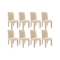 Cadeira Sala de Jantar Fernanda Wood Kit 8 Un Carvalho/Suede Nude Bege - Cimol Cadeira Sala de Jantar Fernanda Wood Kit 8 Un Carvalho/Suede Nude Bege - Cimol