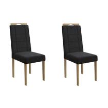 Cadeira Sala de Jantar Flora 2CAD150 Madeirado Kit 2 Un Carvalho/Suede Preto - Kappesberg