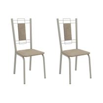 Cadeira Sala de Jantar Florença 2C005NK Aço Kit 2 Un Niquel/Linho Bege Fendi - Kappesberg Cadeira Sala de Jantar Florença 2C005NK Aço Kit 2 Un Niquel/Linho Bege Fendi - Kappesberg