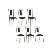 Cadeira Sala de Jantar Florença 2C005NK Aço Kit 6 Un Niquel/Preto 110 - Kappesberg Cadeira Sala de Jantar Florença 2C005NK Aço Kit 6 Un Niquel/Preto 110 - Kappesberg