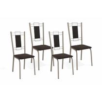 Cadeira Sala de Jantar Florença 4C005 Aço Kit 4 Uni Niquel/Preto 110 - Kappesberg