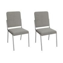 Cadeira Sala de Jantar Genebra 2C129CR Aço Kit 2 Un Cromado/Boucle Cinza - Kappesberg