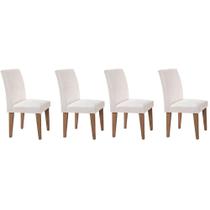 Cadeira Sala de Jantar Grécia Kit 4 Un Imbuia/Linho Bege - Rufato