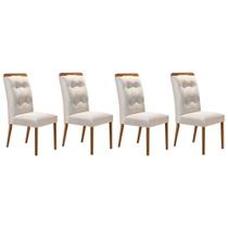 Cadeira Sala de Jantar Imperatriz Madeira Kit 4 Un Capuccino - Veludo Creme - Rufato