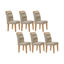 Cadeira Sala de Jantar Imperatriz Madeira Kit 6 Un Capuccino - Veludo Creme - Rufato Cadeira Sala de Jantar Imperatriz Madeira Kit 6 Un Capuccino - Veludo Creme - Rufato