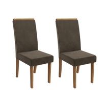 Cadeira Sala de Jantar Íris 2CAD142 Madeirado Kit 2 Un Canela/Suede Capuccino - Kappesberg