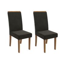 Cadeira Sala de Jantar Íris 2CAD142 Madeirado Kit 2 Un Canela/Suede Grafite - Kappesberg