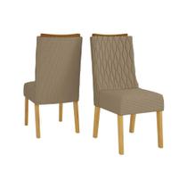 Cadeira Sala de Jantar Jade Kit 2 Un Cedro/Linho Bege - DJ Móveis