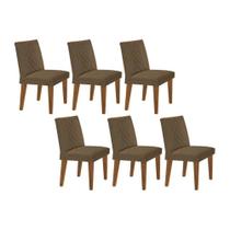 Cadeira Sala de Jantar Jade Madeira Kit 6 Un Capuccino - Veludo Capuccino - Rufato Cadeira Sala de Jantar Jade Madeira Kit 6 Un Capuccino - Veludo Capuccino - Rufato