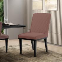 Cadeira Sala de Jantar kit 4 Sofia Base Madeira Preto Veludo D03 - D'Rossi Cadeira Sala de Jantar kit 4 Sofia Base Madeira Preto Veludo D03 - D'Rossi