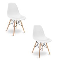Cadeira Sala De Jantar Kit2 Eiffel Eames Base Madeira Branco F02 - D'rossi