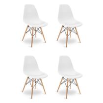 Cadeira Sala De Jantar Kit4 Eiffel Eames Base Madeira Branco F02 - D'rossi Cadeira Sala De Jantar Kit4 Eiffel Eames Base Madeira Branco F02 - D'rossi
