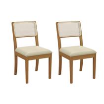 Cadeira Sala de Jantar Lola 2CMM001CA Premium Madeira Maciça Kit 2 Un Carvalho/Linho Bege Argila/Tela Bege - Kappesberg