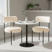 Cadeira Sala de Jantar Margara Kit 2 em Aço Preto Bouclê Ted D03 - D Rossi
