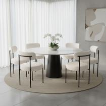 Cadeira Sala de Jantar Margara Kit 6 em Aço Preto Bouclê Ted D03 - D Rossi