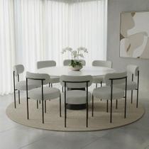 Cadeira Sala de Jantar Margara Kit 8 em Aço Preto Bouclê D03 - D Rossi