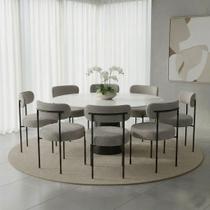 Cadeira Sala de Jantar Margara Kit 8 em Aço Preto Bouclê Ted D03 - D Rossi