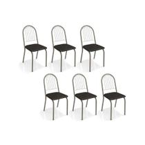 Cadeira Sala de Jantar Noruega 2C077 Kit 6 Un Niquel/Preto 110 - Kappesberg