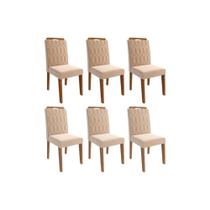 Cadeira Sala de Jantar Paola Wood Kit 6 Un Carvalho/Suede Nude Bege - Cimol Cadeira Sala de Jantar Paola Wood Kit 6 Un Carvalho/Suede Nude Bege - Cimol