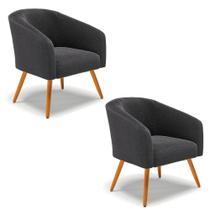 Cadeira Sala De Jantar Pé Palito Castanho Kit 2 Stella Bouclê D03 - D'rossi Cor Grafite