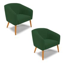 Cadeira Sala De Jantar Pé Palito Castanho Kit 2 Stella Veludo D03 - D'rossi Cor Verde