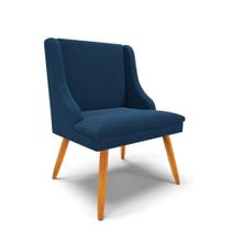 Cadeira Sala De Jantar Pé Palito Castanho Liz Bouclê Azul D03 - D'rossi