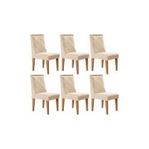 Cadeira Sala de Jantar Pietá Kit 6 Un Naturalle/Suede Creme - Rufato