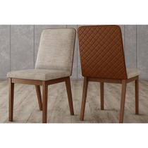Cadeira Sala de Jantar Pietra Kit 2 Un Nature/Courano Caramelo/Linho Creme - Henn