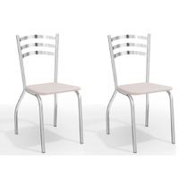 Cadeira Sala de Jantar Portugal 2C007 Kit 2 Un Cromado/Courano Branco - Kappesberg