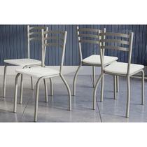 Cadeira Sala de Jantar Portugal 4C007NK Aço Kit 4 Uni Niquel/Branco 106 - Kappesberg