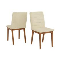 Cadeira Sala de Jantar Sofia Madeira Kit 2un Ipe/Linho Neve - DJ Móveis Cadeira Sala de Jantar Sofia Madeira Kit 2un Ipe/Linho Neve - DJ Móveis