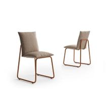 Cadeira Sala de Jantar Soft 1750 Aço Kit 2 Uni Cobre/Linho Areia - Carraro