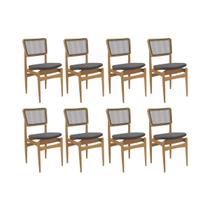 Cadeira Sala de Jantar Stela 1CMM013CA Premium Madeira Maciça Kit 8 Un Carvalho/Boucle Bege Fendi/Tela Bege - Kappesberg Cadeira Sala de Jantar Stela 1CMM013CA Premium Madeira Maciça Kit 8 Un Carvalho/Boucle Bege Fendi/Tela Bege - Kappesberg