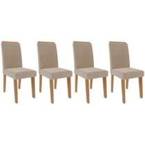 Cadeira Sala de Jantar Taís Kit 4 Un Madeirado/Suede Nude Bege - Cimol