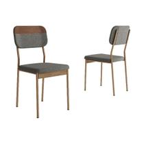 Cadeira Sala de Jantar Valle 1755 Kit Un Rose/Linho Grafite/Courano Caramelo/Freijo - Carraro