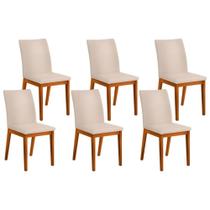 Cadeira Sala de Jantar Vitória Kit 6 un Ipe/Linho Neve - DJ Móveis