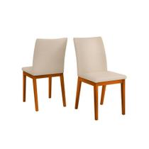 Cadeira Sala de Jantar Vitoria Madeira Kit 2un Ipe/Linho Neve - DJ Móveis