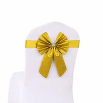 Cadeira Sashes Gold Satin com laço de borboleta para casamento x10 Cadeira Sashes Gold Satin com laço de borboleta para casamento x10