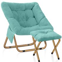 Cadeira Saucer Kasunpul Comfy Dobrável para Sala de Estar em Pele Artificial