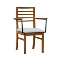 Cadeira Savana com Braços Madeira Maciça Encosto Ripado Assento Estofado Corano