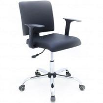 Cadeira Secretária Almofadada Giratória para Escritório - Preta - Premium - LMS-BL-126040