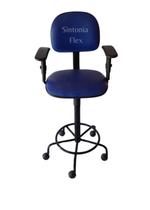 Cadeira secretaria caixa alta - braço com regulagem de altura com rodízio pra balcão recepção - aro- corano azul