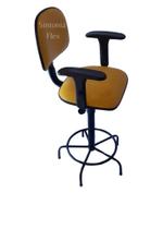 Cadeira secretaria caixa alta com braço de regulagem de altura - a gás - base de ferro fixa recepçao - corano amarelo